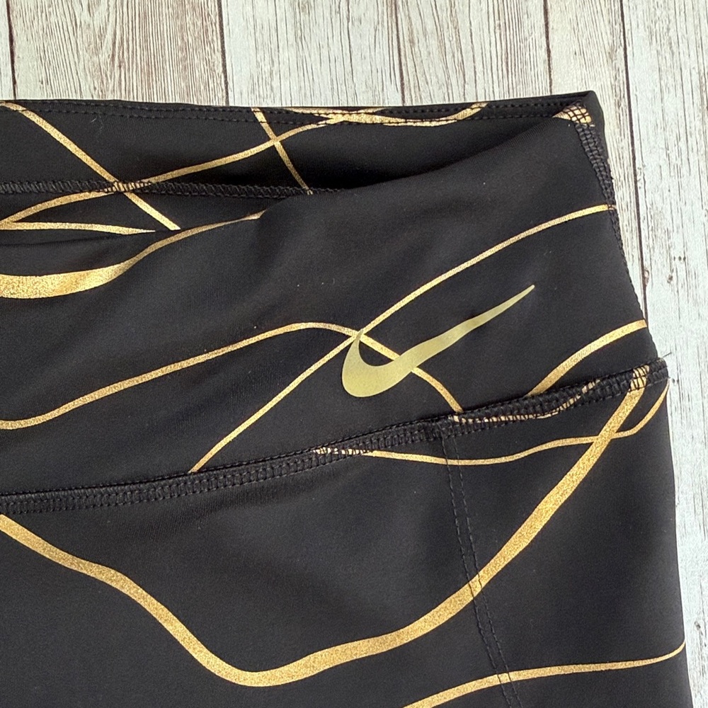Nike Running Icon Clash Fast Dri-Fit Tight sz XL Black Gold Running Metallic - Picture 3 of 14